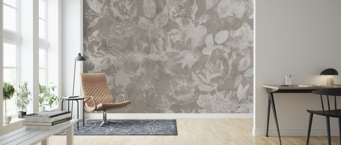 PHOTOWALL / Flowers and Concrete - Beige (e320885)