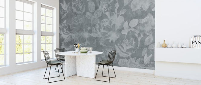 PHOTOWALL / Flowers and Concrete - Gray (e320887)
