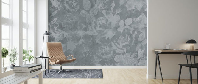 PHOTOWALL / Flowers and Concrete - Gray (e320887)