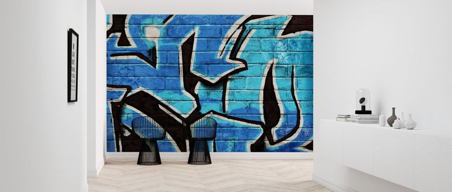 PHOTOWALL / Graffiti Brick Wall - Blue (e320889)
