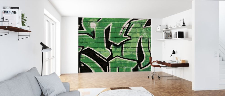 PHOTOWALL / Graffiti Brick Wall - Green (e320891)