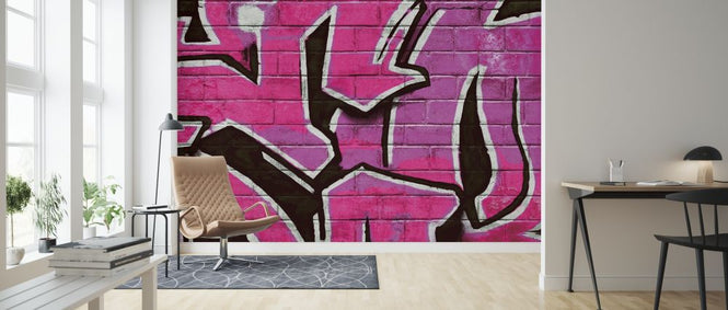 PHOTOWALL / Graffiti Brick Wall - Pink (e320892)
