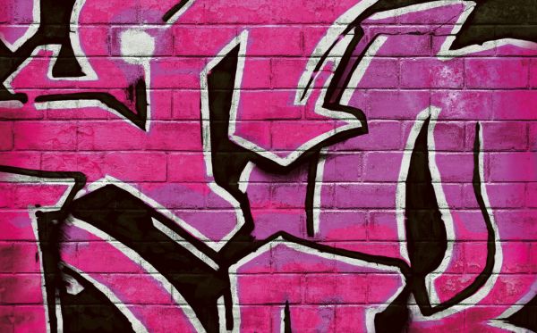 PHOTOWALL / Graffiti Brick Wall - Pink (e320892)