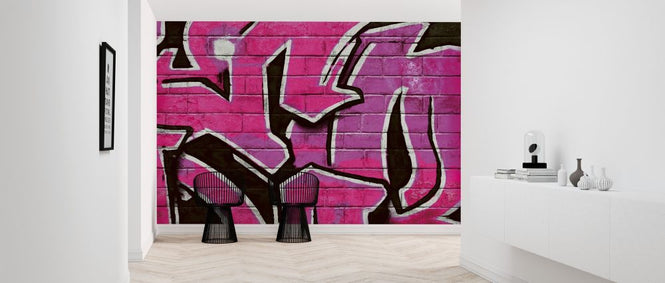 PHOTOWALL / Graffiti Brick Wall - Pink (e320892)