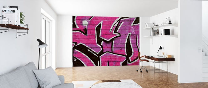 PHOTOWALL / Graffiti Brick Wall - Pink (e320892)