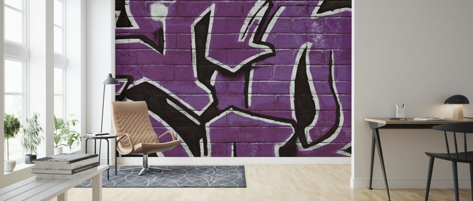 PHOTOWALL / Graffiti Brick Wall - Purple (e320893)