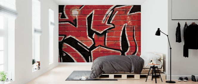 PHOTOWALL / Graffiti Brick Wall - Red (e320894)