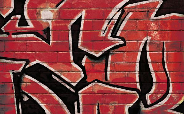 PHOTOWALL / Graffiti Brick Wall - Red (e320894)
