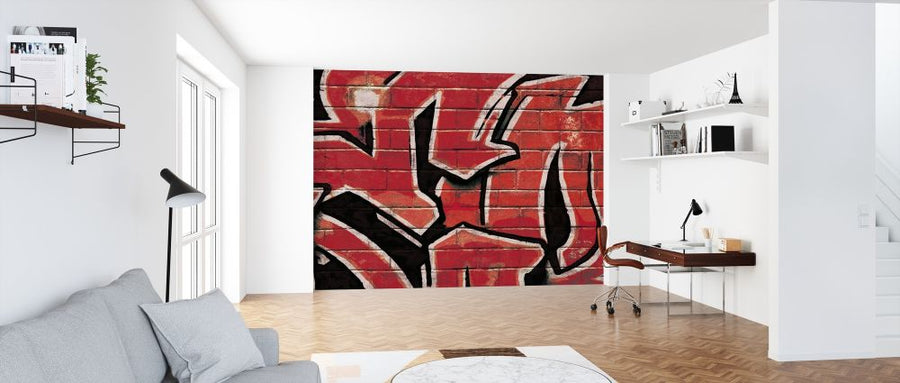 PHOTOWALL / Graffiti Brick Wall - Red (e320894)