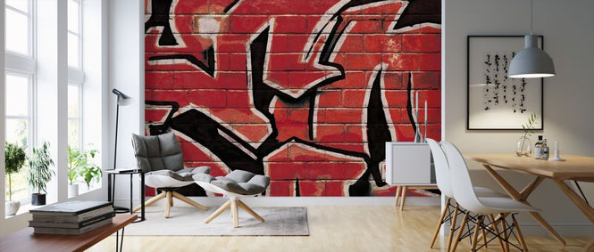 PHOTOWALL / Graffiti Brick Wall - Red (e320894)
