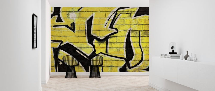 PHOTOWALL / Graffiti Brick Wall - Yellow (e320895)
