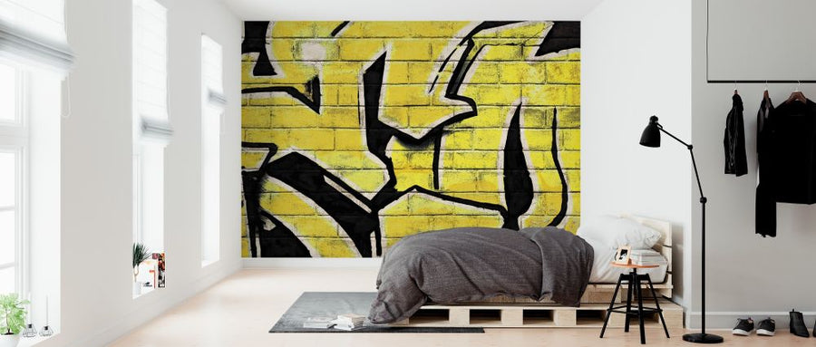 PHOTOWALL / Graffiti Brick Wall - Yellow (e320895)