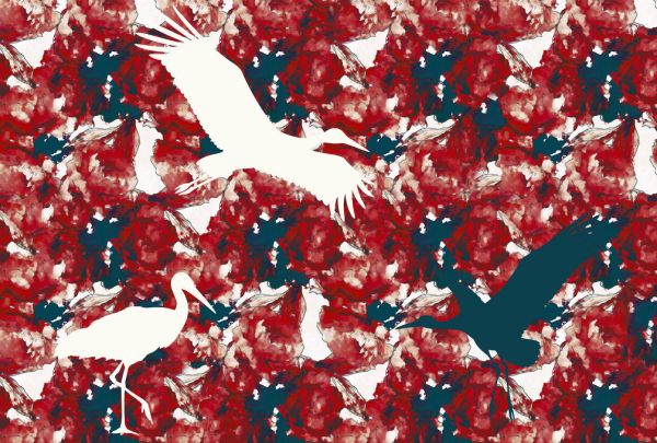 PHOTOWALL / Stork on Watercolor (e320898)