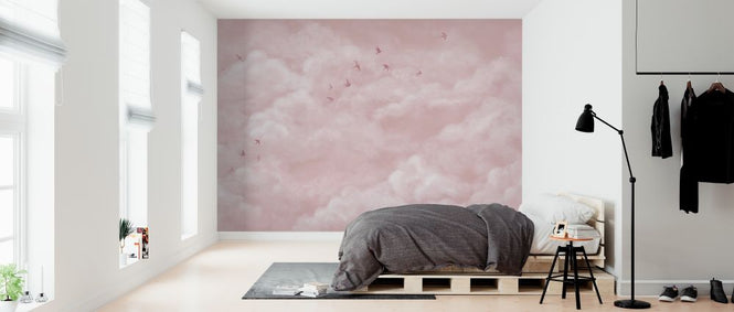 PHOTOWALL / Tender Clouds with Swallows - Pink (e320870)