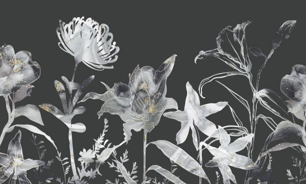 PHOTOWALL / Floral Sway - Black (e321286)