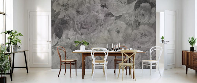 PHOTOWALL / Scratched Flowers - Beige (e321162)