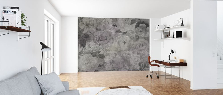 PHOTOWALL / Scratched Flowers - Beige (e321162)