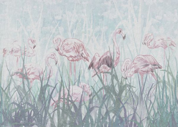 PHOTOWALL / Flamingos in the Grass (e321309)