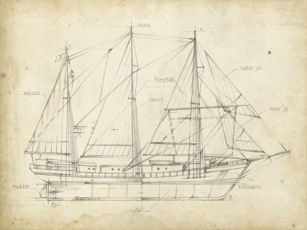 PHOTOWALL / Sailboat Blueprint (e320183)