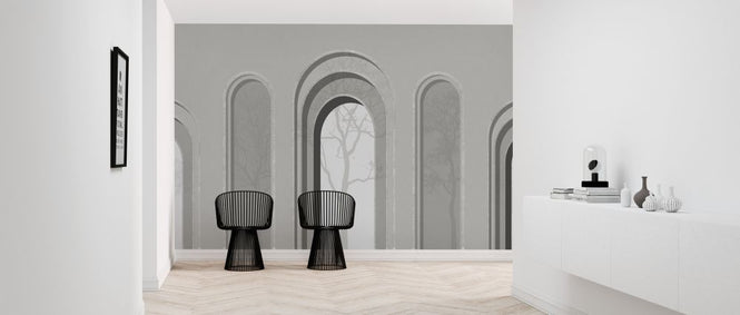 PHOTOWALL / Arch Adornment with Trees - Gray (e321584)