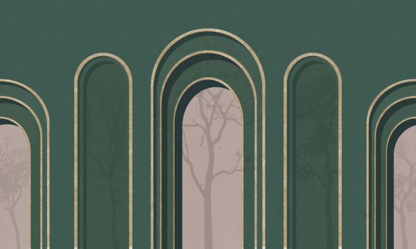 PHOTOWALL / Arch Adornment with Trees - Green (e321586)