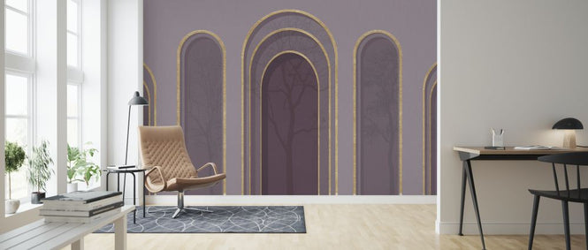 PHOTOWALL / Arch Adornment with Trees - Violet (e321587)