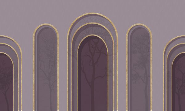 PHOTOWALL / Arch Adornment with Trees - Violet (e321587)