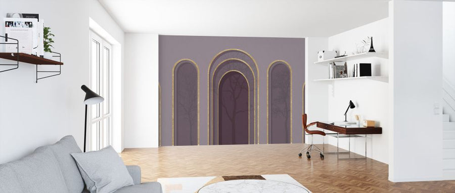 PHOTOWALL / Arch Adornment with Trees - Violet (e321587)