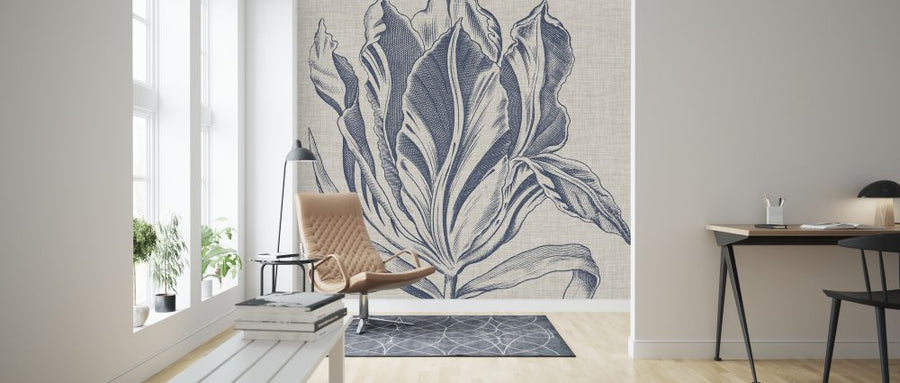 PHOTOWALL / Indigo Floral on Linen (e320268)