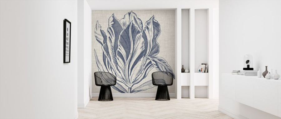 PHOTOWALL / Indigo Floral on Linen (e320268)