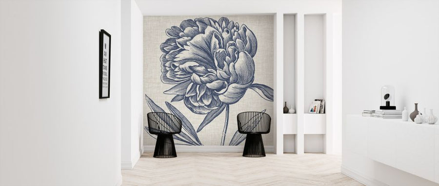 PHOTOWALL / Indigo Floral on Linen II (e320269)