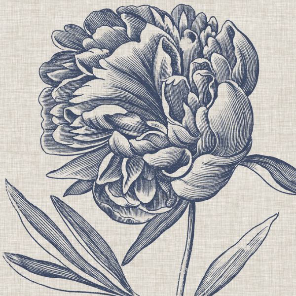 PHOTOWALL / Indigo Floral on Linen II (e320269)