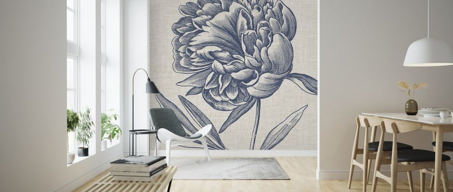 PHOTOWALL / Indigo Floral on Linen II (e320269)