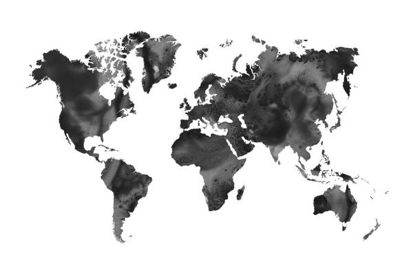PHOTOWALL / Watercolor World Map Black (e321173)