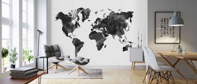 PHOTOWALL / Watercolor World Map Black (e321173)