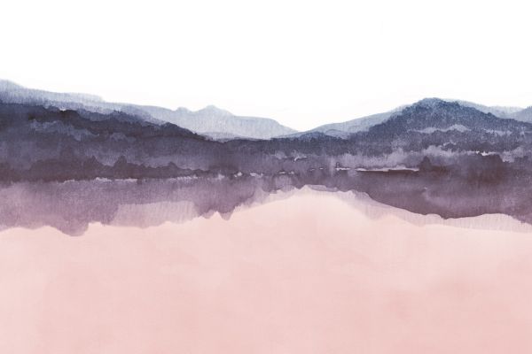 PHOTOWALL / Watercolor Landscape IV - Pink and Blue (e321172)