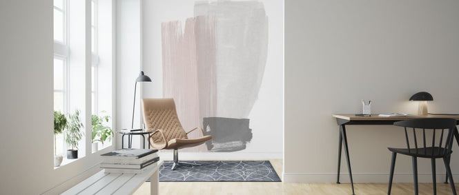 PHOTOWALL / Brush Strokes - Pink and Gray (e321250)