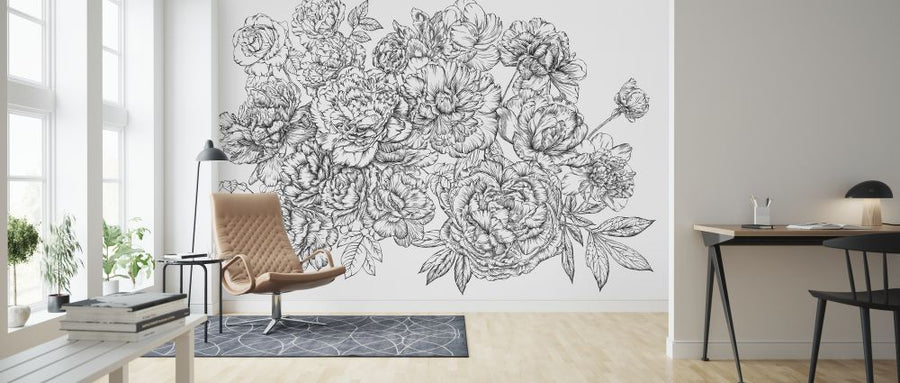 PHOTOWALL / Blossom Outline - White (e321658)