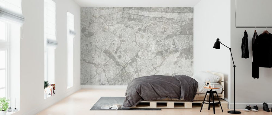PHOTOWALL / Concrete Wall with New York City Map - White (e321897)