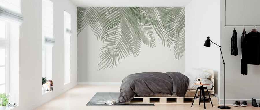 PHOTOWALL / Hanging Palm Leaves - Beige-Green (e321936)