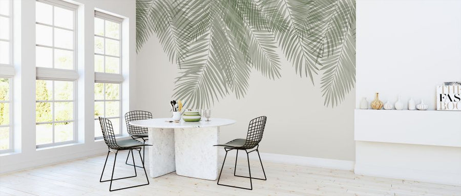 PHOTOWALL / Hanging Palm Leaves - Beige-Green (e321936)