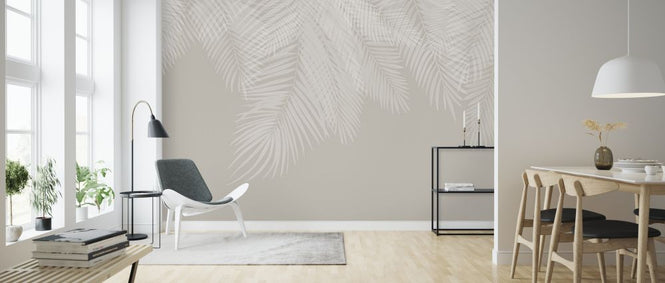 PHOTOWALL / Hanging Palm Leaves - Beige-White (e321937)