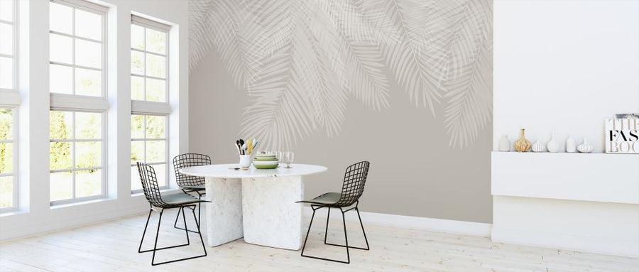 PHOTOWALL / Hanging Palm Leaves - Beige-White (e321937)