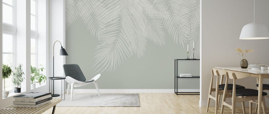 PHOTOWALL / Hanging Palm Leaves - Green-White (e321942)