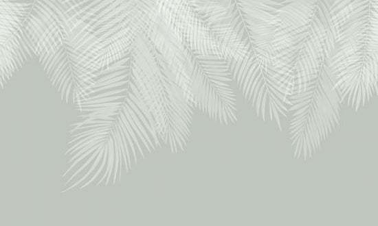PHOTOWALL / Hanging Palm Leaves - Green-White (e321942)