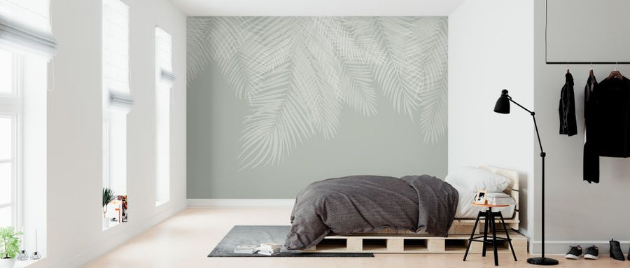 PHOTOWALL / Hanging Palm Leaves - Green-White (e321942)