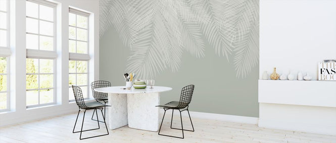 PHOTOWALL / Hanging Palm Leaves - Green-White (e321942)