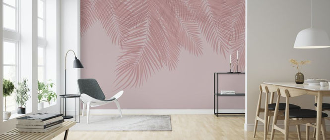 PHOTOWALL / Hanging Palm Leaves - Pink (e321943)
