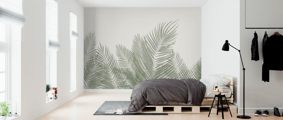 PHOTOWALL / Swaying Palm Leaves - Beige-Green (e321946)