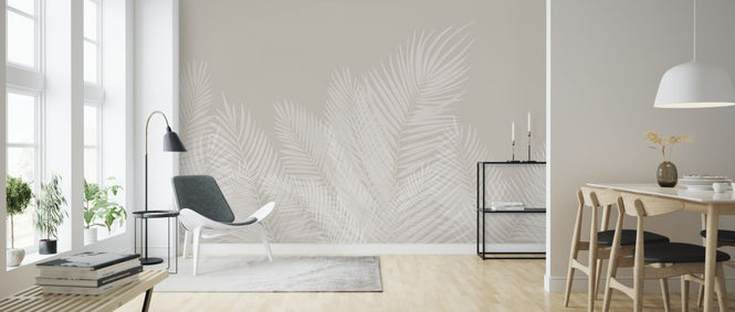PHOTOWALL / Swaying Palm Leaves - Beige-White (e321947)